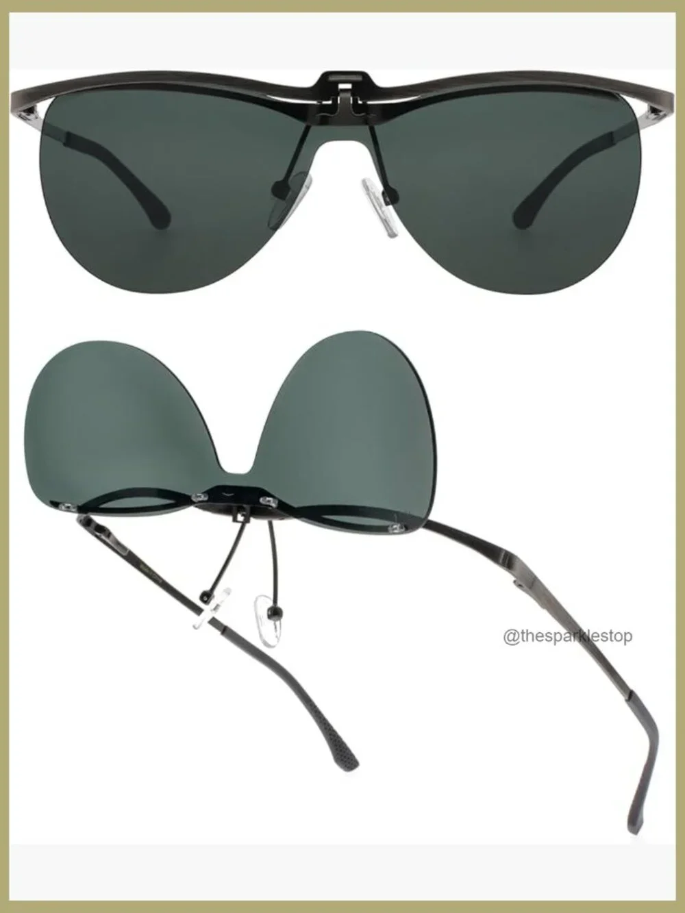 Stainless Steel Flip-Up Aviator Sunglasses Polarized Fit Over Glasses
